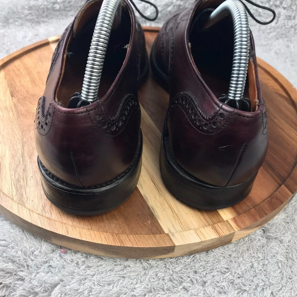 Allen Edmonds Ashland Dress Shoe Mens 9.5D Burgundy Wingtip Derby Oxford Leather